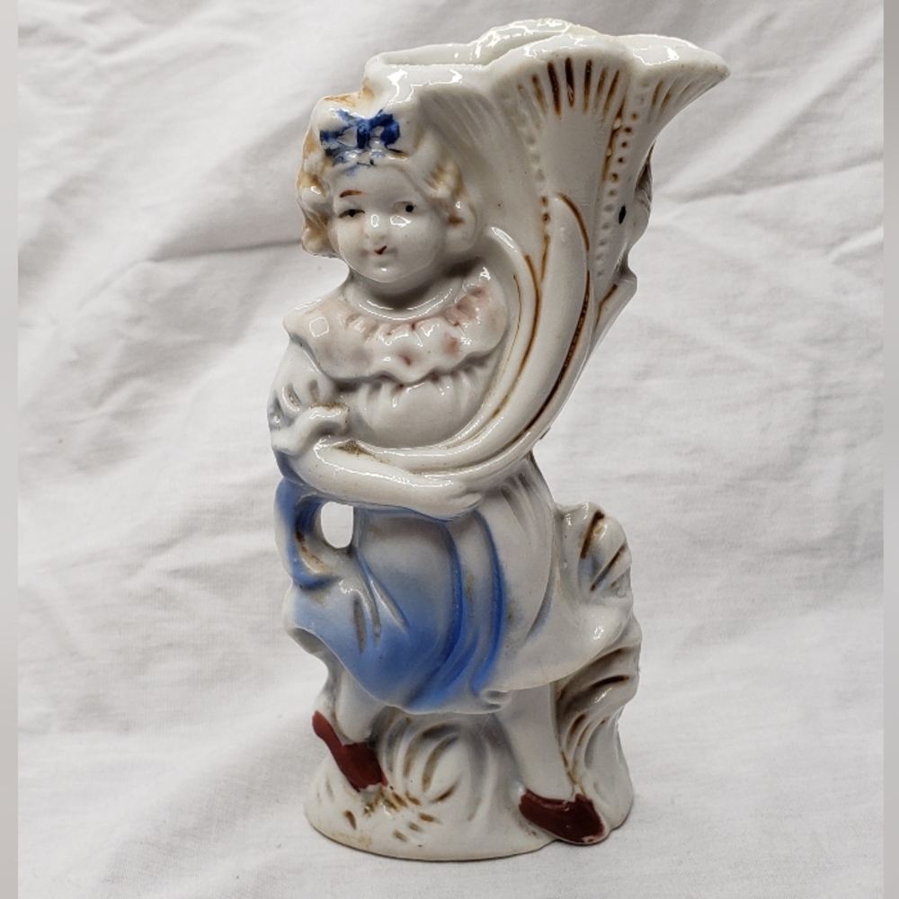 Vintage Colonial Lady Ceramic Bud Vase Japan